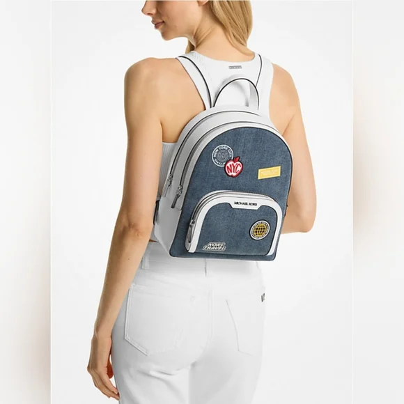 EUC Michael Kors Jaycee Embellished Denim Backpack - Picture 3 of 16